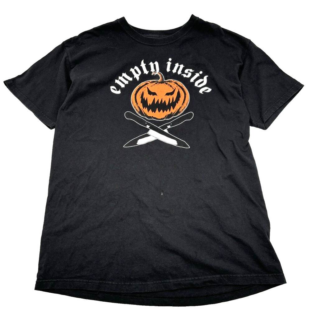 Hot Topic 'Empty Inside' Jack-o-Lantern Halloween Graphic Print Black T-shirt L